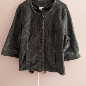 Live A Little Olive Green Corduroy Tortoise Button Front Size 2X